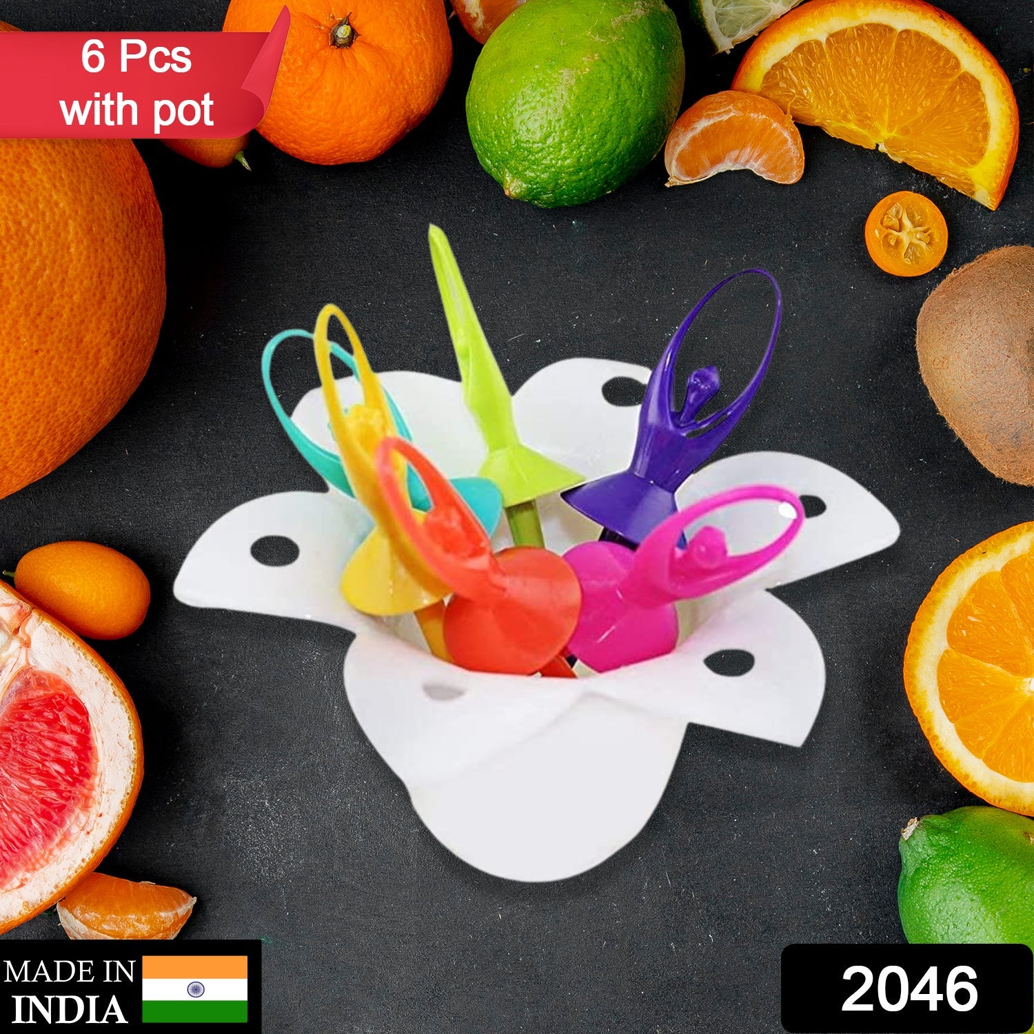2046 Dancing Doll Fruit Fork Cutlery Set with Stand Set of 6 DeoDap 2046 Dancing Doll Fruit Fork Cutlery Set with Stand Set of 6 DeoDap